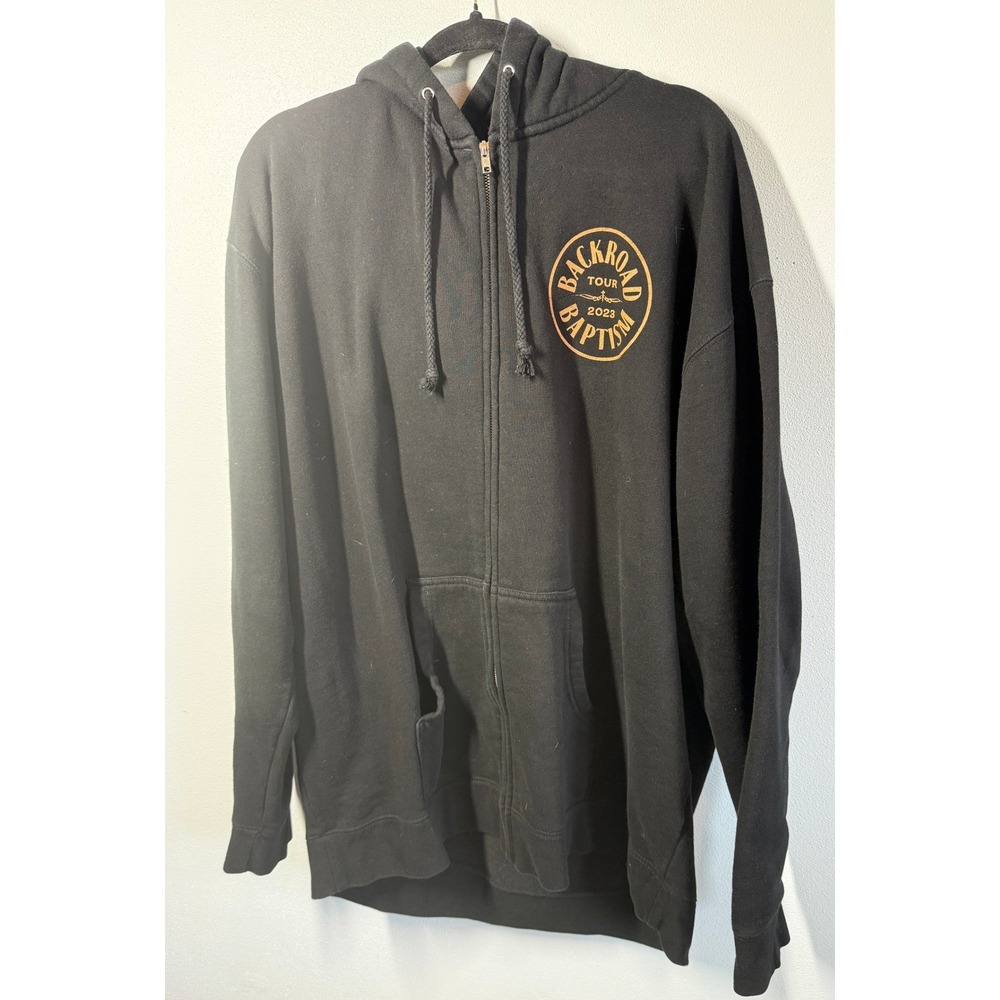 Jelly Roll Mens Hoodie 2X Black Backroad Baptism Tour 2023 Zip Up Graphic Heavy